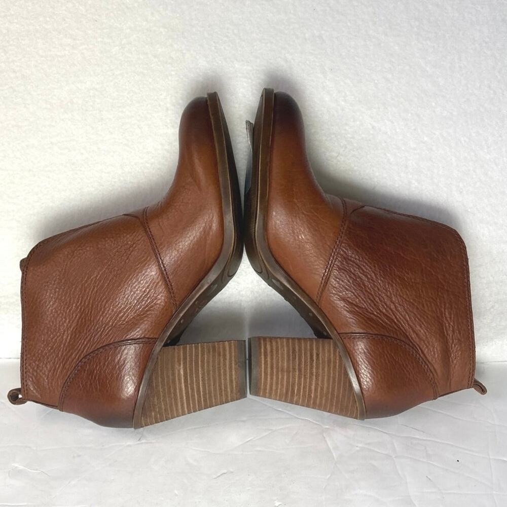 LUCKY BRAND Ehllen Brown Leather Slip On Ankle Boots Stacked Heel US Size 10 - Picture 6 of 10